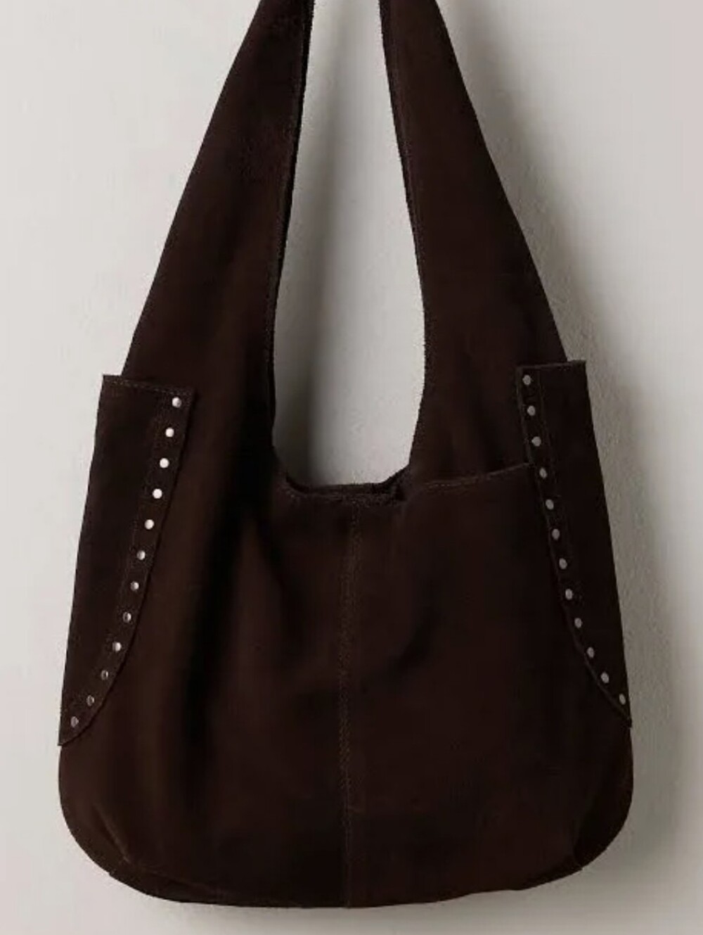 Free People Rori Suede Studded Tote Bag - Espresso Chocolate Brown NWT - Picture 2 of 9